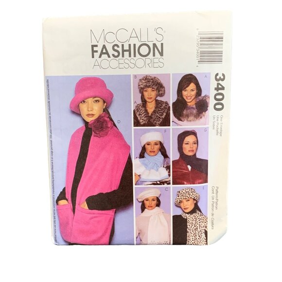 McCalls Fashion Accessories Hat Scarf Collar Sewing Pattern 3400 - uncut - Picture 1 of 2